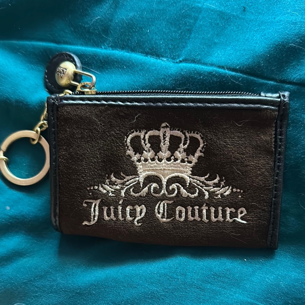 Juicy Couture Deep Brown Key Card Holder with Crown Logo